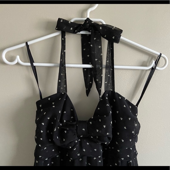 Black Layered Halter Top Dress with Heart Pattern size 3 - Picture 2 of 9